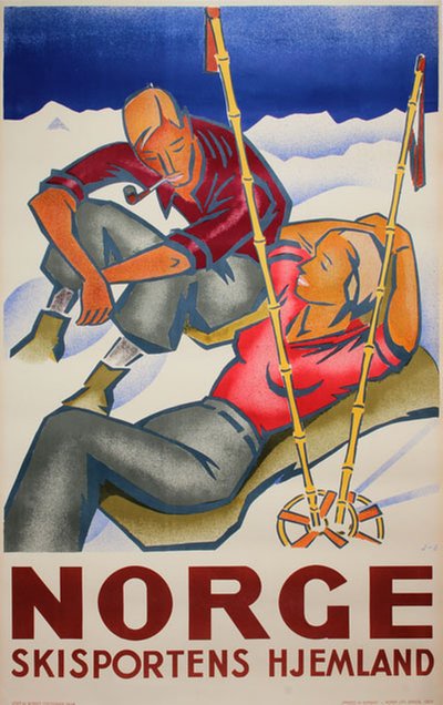 Norge - Skisportens hjemland original poster designed by Jynge, Gert (1904-1994) & Engebret, Bjarne (1905-1985) (JE)
