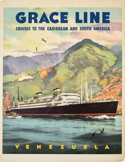 Grace Line Venezuela original poster designed by Evers, C.G.