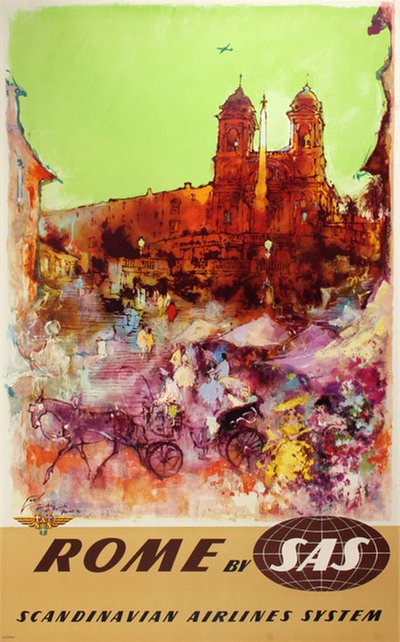 by SAS - Rome - Scandinavian Airline System original poster designed by Nielsen, Otto (1916-2000)