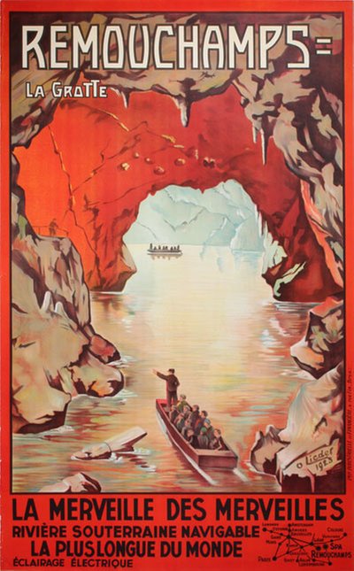 Remouchamps - La Grotte original poster designed by O. Licder
