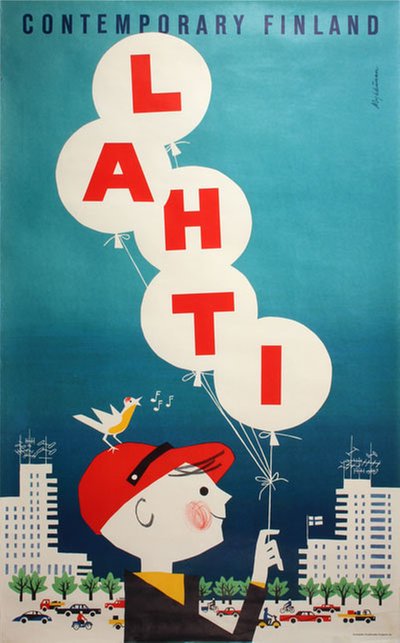 Contemporary Finland Lahti original poster designed by Mykkänen, Martti A. (1926-2008)