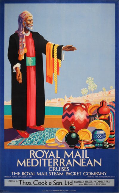Royal Mail Mediterranean Cruises original poster designed by Shepard, Charles (1892-1976)