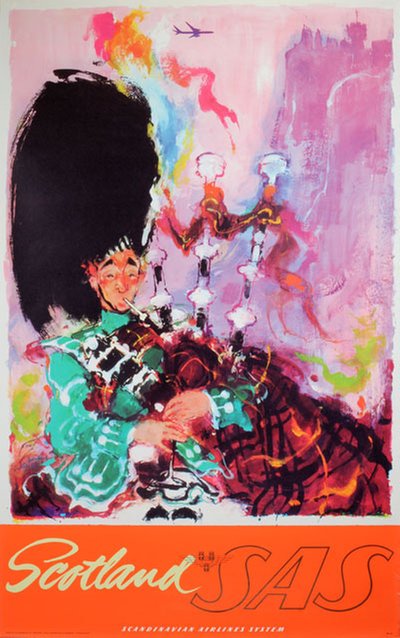 SAS - Scotland - Bagpipes original poster designed by Nielsen, Otto (1916-2000)