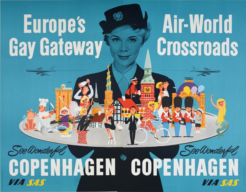 SAS Copenhagen Gay Gateway original poster designed by Lindhardt, Knud
