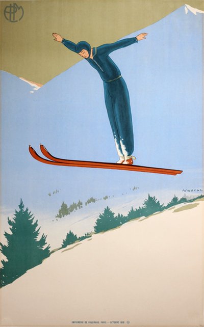 PLM ski poster original poster designed by Naurac, Jean-Roaul (1878-1932)