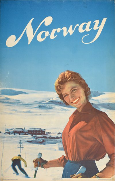 Norway 1959 ski poster original poster designed by Photo: Per C. Dahl