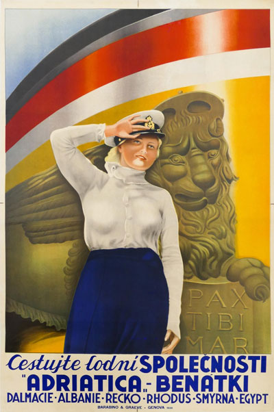 Adriatica Line BENATKI (1936) - Original Vintage Poster | PosterTeam