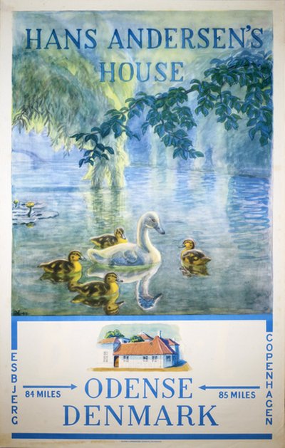 Hans Andersen's House Odense Denmark original poster designed by Larsen, Johannes