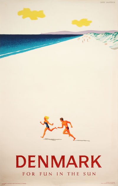 Denmark for fun in the sun original poster designed by Lauesen, Laus (1914-1966)