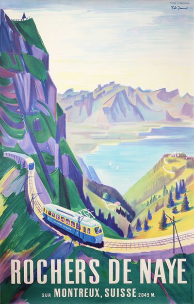 Rochers de Naye Montreux - Schweiz original poster designed by Junod, Pierre-Alexandre (1909-2001)