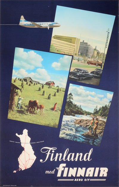 Finland med Finnair original poster 