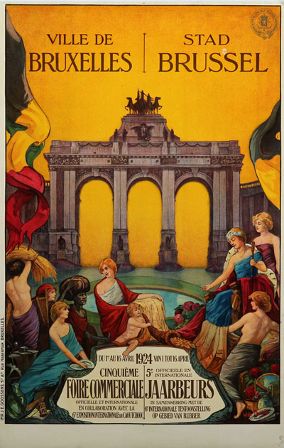 Vintage 1924 Brussels Commercial Fair Tourism Poster Print A3/A4 