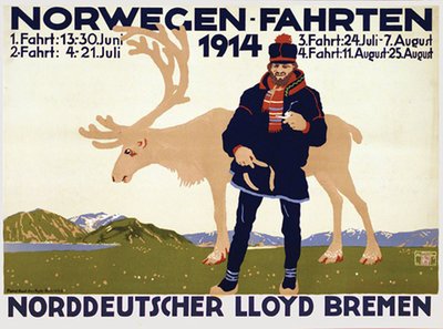 Norwegen-Fahrten original poster designed by Amtsberg, Otto (1877-?)