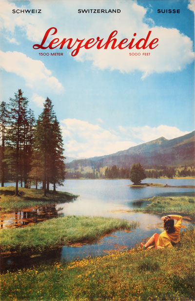 Original vintage poster: Lenzerheide 1500m Switzerland designed by Photo:  M. Wolgensinger, Zurich sold