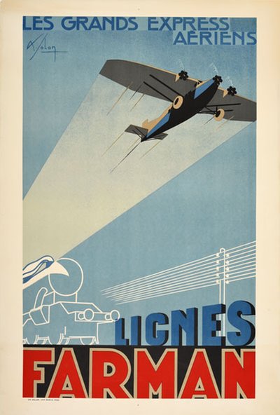 Lignes Farman - Les Grands Express Aériens original poster designed by Solon, Albert (1897-1973)