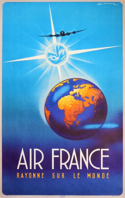 Air France - Rayonne sur le Monde original poster designed by Maurus, Edmond
