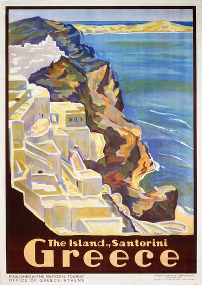 Greece Santorino original poster designed by Bret, Paul (1902-1956)
