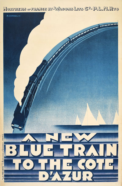 Original authentic vintage poster - Title: ' A new blue train to