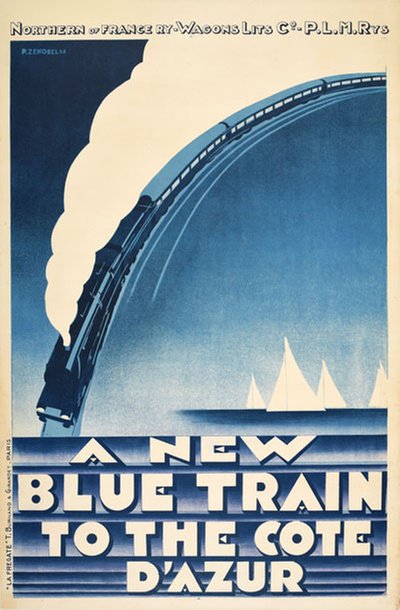  A new blue train to the Côte d'Azur original poster designed by Zenobel, Pierre (1905-1996)