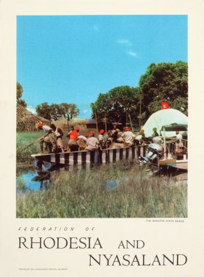 Rhodesia and Nyasaland - The Barotse State Barge original poster 