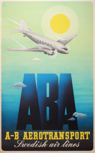 ABA Aerotransport Swedish Air Lines original poster designed by Beckman, Anders (1907-1967)