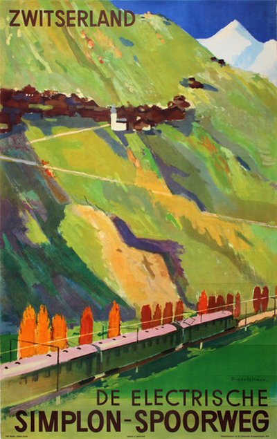 Zwitserland Simplon Line original poster designed by Jegerlehner, Hans (1906-1974)