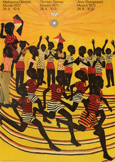 Mathauma Olimbiki 1972 original poster designed by Soi, Ancent (1937-2022)