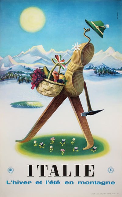 Italie - L'hiver et l'été en montagne original poster designed by Previtali, Delfo
