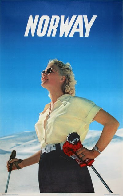 Norway Skiing 1954 original poster designed by Photo: Mittet
