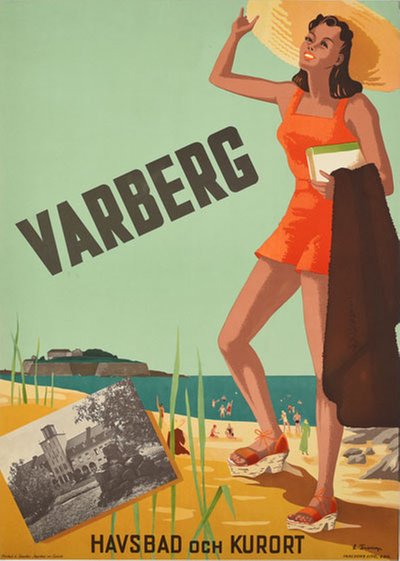 Varberg  Havsbad och Kurort - Sweden original poster designed by L. Frarig ?