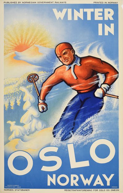 Winter in Oslo original poster designed by Jordan, Reidar (1908-1992)