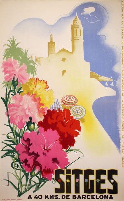 Sitges Spain original poster designed by Morell Macías, Josep (1899-1949)