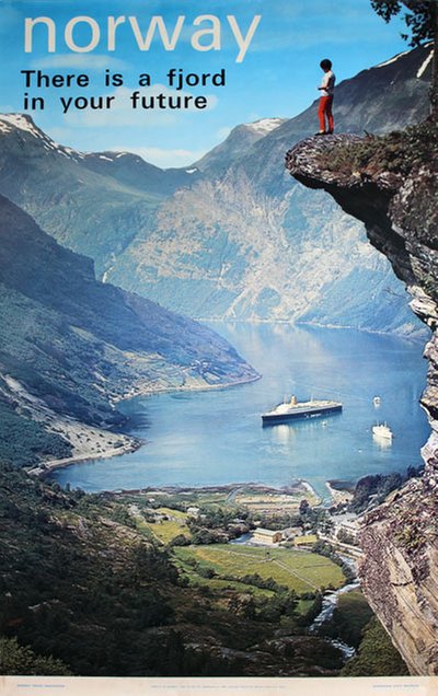 Norway - Geiranger Fjord in your future original poster designed by Photo: Mittet Foto AS