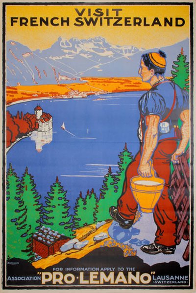 Visit French Switzerland Pro Lemano  original poster designed by Michaud, René