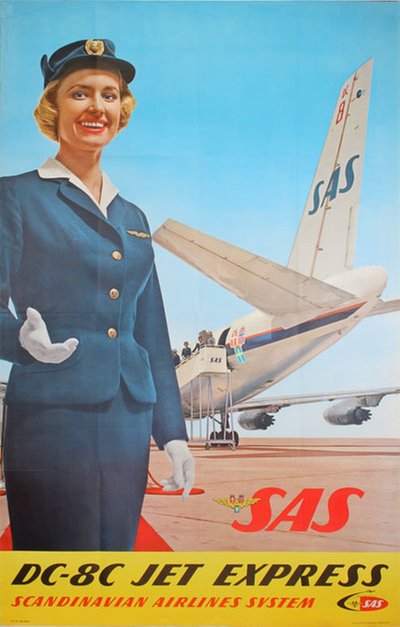 SAS DC-8 Jet Express original poster 