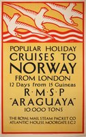 Norway-RMSP-Araguaya-Cruise-original-vintage-poster