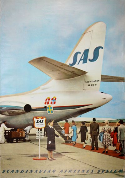 SAS Sud Aviation Caravelle original poster 