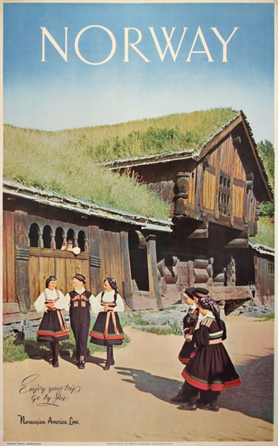 Norway 1961 Norwegian America Line original poster designed by Photo by Mittet