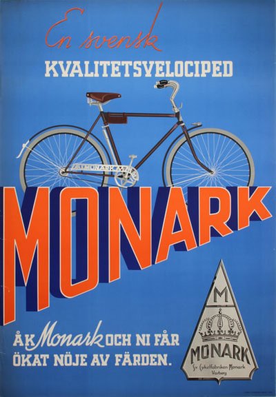 Velociped Monark Cykelfabriken Varberg original poster 
