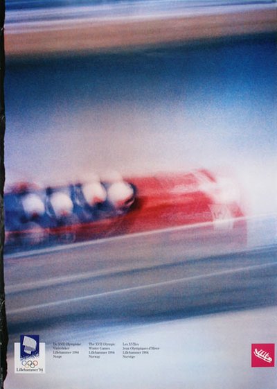 Lillehammer 94 Winter Olympics - Bobsleigh original poster designed by Photo: Jim Bengston