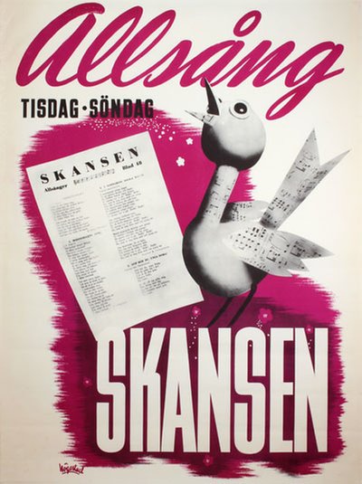 Allsång på Skansen Stockholm original poster designed by Högestad