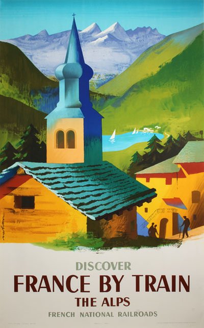 The Alps France by train original poster designed by Garamond, Jacques Nathan (1910-2001)