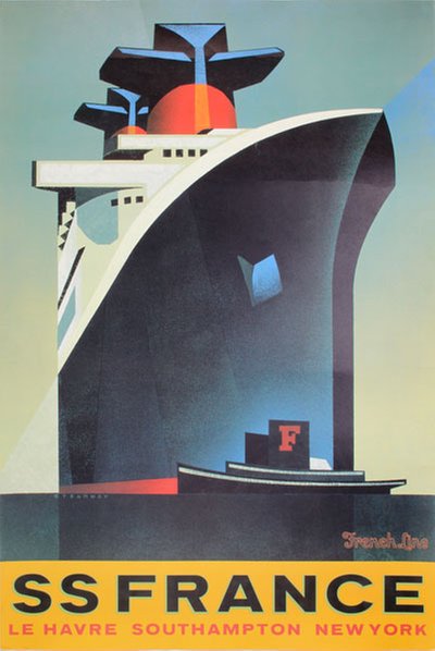 SS France French Line original poster designed by Mark Stearney