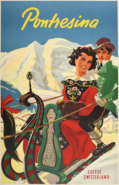 Pontresina Suisse Switzerland original poster designed by Peikert, Martin (1901-1975)