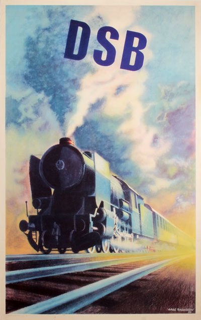 DSB - Steam Locomotive  original poster designed by Rasmussen, Aage (1913-1975)