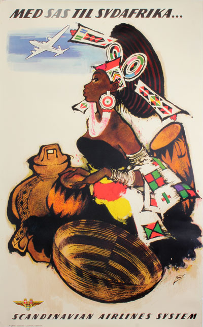 Med SAS til Sydafrika (1950s) - Original Vintage Poster | PosterTeam