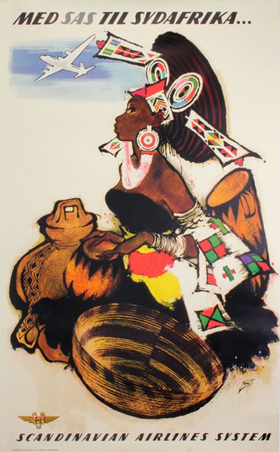 Med SAS til Sydafrika original poster designed by Nielsen, Otto (1916-2000)