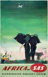 by SAS - Africa - Elephants original vintage poster