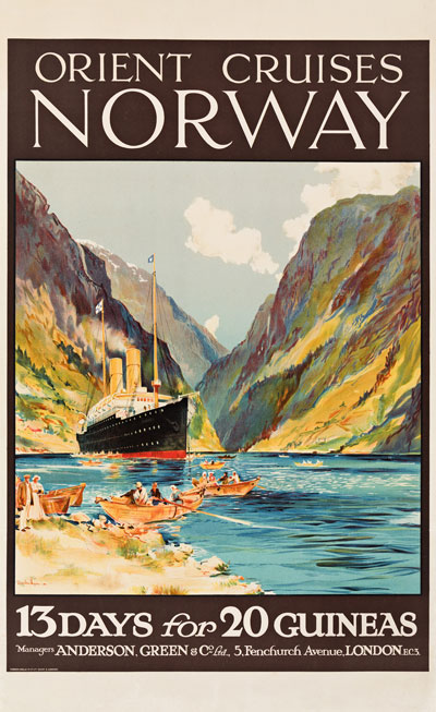 Original authentic vintage poster - Title: 'Orient Cruises Norway