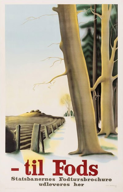 DSB - til Fods original poster designed by Rasmussen, Aage (1913-1975)